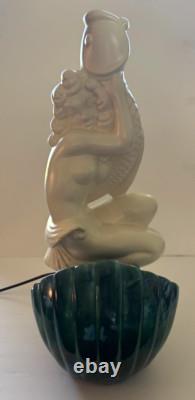 Royal Haeger MERMAID HUGGING FISH Porcelain 19.5 VERY RARE 50s TV Lamp #6067