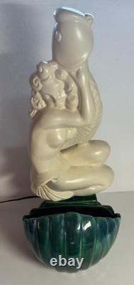 Royal Haeger MERMAID HUGGING FISH Porcelain 19.5 VERY RARE 50s TV Lamp #6067