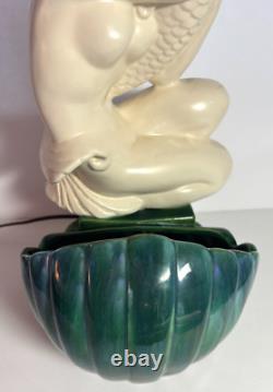 Royal Haeger MERMAID HUGGING FISH Porcelain 19.5 VERY RARE 50s TV Lamp #6067
