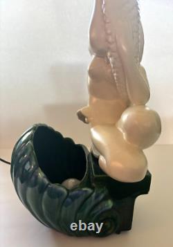 Royal Haeger MERMAID HUGGING FISH Porcelain 19.5 VERY RARE 50s TV Lamp #6067