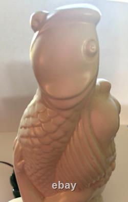 Royal Haeger MERMAID HUGGING FISH Porcelain 19.5 VERY RARE 50s TV Lamp #6067