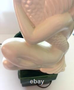 Royal Haeger MERMAID HUGGING FISH Porcelain 19.5 VERY RARE 50s TV Lamp #6067