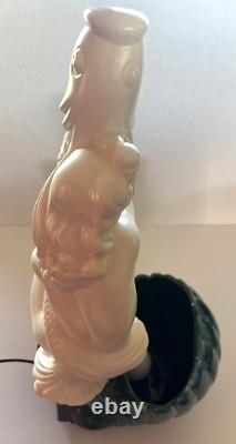 Royal Haeger MERMAID HUGGING FISH Porcelain 19.5 VERY RARE 50s TV Lamp #6067