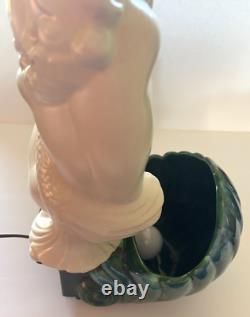 Royal Haeger MERMAID HUGGING FISH Porcelain 19.5 VERY RARE 50s TV Lamp #6067