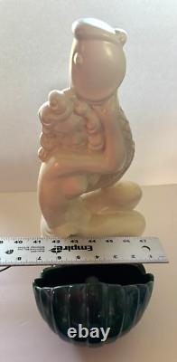 Royal Haeger MERMAID HUGGING FISH Porcelain 19.5 VERY RARE 50s TV Lamp #6067