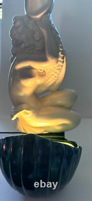 Royal Haeger MERMAID HUGGING FISH Porcelain 19.5 VERY RARE 50s TV Lamp #6067