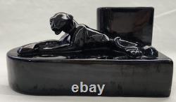 Royal Haeger R638-L Black Panther Cat Planter Bookend Vintage Very Rare Find