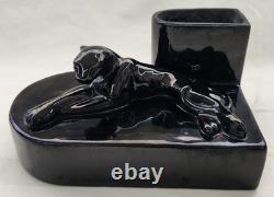 Royal Haeger R638-L Black Panther Cat Planter Bookend Vintage Very Rare Find