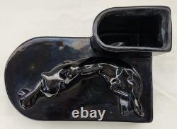 Royal Haeger R638-L Black Panther Cat Planter Bookend Vintage Very Rare Find