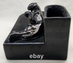 Royal Haeger R638-L Black Panther Cat Planter Bookend Vintage Very Rare Find