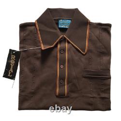 Royal Mid Century Brown Polo Top Size Medium New Old Stock. (Very Rare) Taiwan