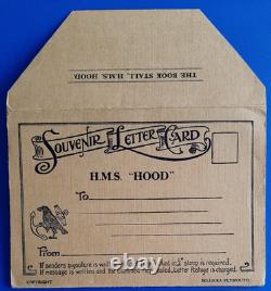 Royal Navy HMS HOOD, Souvenir Letter Card, very old and rare, signs of aging