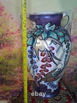 Royal Satsuma Large Gold gilded birds moriage mid 19th. C. Very rare piece