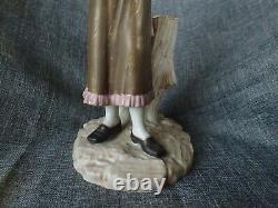 Royal Worcester Figurine 1883 GIRL WITH BASKET JAMES HADLEY VERY OLD & RARE