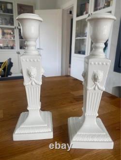 Royal copenhagen Lion Candlesticks, pair. White version very rare