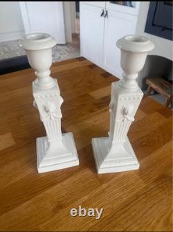 Royal copenhagen Lion Candlesticks, pair. White version very rare