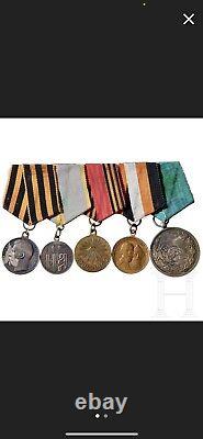 Russian Imperial Set Of 5 Medals Original Persian Medal Very Rare