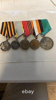 Russian Imperial Set Of 5 Medals Original Persian Medal Very Rare