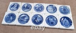 Set Of 10 Antique Royal Copenhagen Christmas Plates 1920-1929 Very Rare Set
