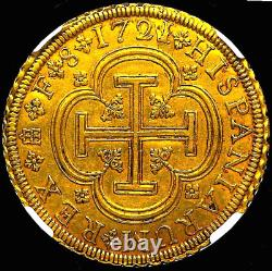 Spain? 8 Escudos 1721/19? Segovia Gold Royal? Ngc Au-55? Very Rare