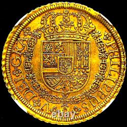 Spain? 8 Escudos 1721/19? Segovia Gold Royal? Ngc Au-55? Very Rare