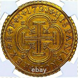 Spain? 8 Escudos 1721/19? Segovia Gold Royal? Ngc Au-55? Very Rare