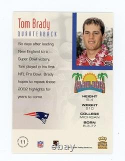 TOM BRADY 2002 Pacific Crown Royale Pro Bowl Honors Insert Card #11 VERY RARE