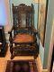 TRIBAL KINGS THRONE ARMCHAIR Very Rare and Fine Carved Royal HERALDIC LIONS