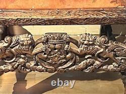 TRIBAL KINGS THRONE ARMCHAIR Very Rare and Fine Carved Royal HERALDIC LIONS