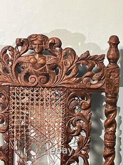 TRIBAL KINGS THRONE ARMCHAIR Very Rare and Fine Carved Royal HERALDIC LIONS