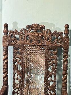 TRIBAL KINGS THRONE ARMCHAIR Very Rare and Fine Carved Royal HERALDIC LIONS