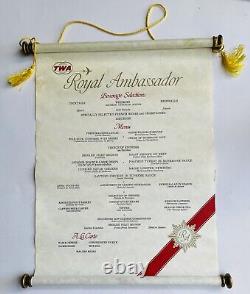 TWA Airlines Royal Ambassador 1st Class Menu Scroll Very Rare