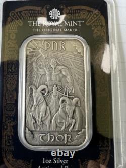 Thor 1oz Silver Antiqued Bars Royal Mint LOW 500 Mintage Very Rare Pair