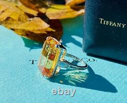 Tiffany & Co. Imperial Topaz & Diamond Ring, Platinum, Very RARE