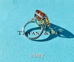 Tiffany & Co. Imperial Topaz & Diamond Ring, Platinum, Very RARE