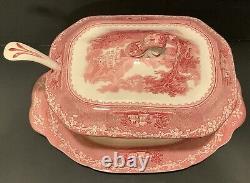 Tureen, Lid, Ladle and Plate Jenny Lind Pink by ROYAL STAFFORD Very Rare