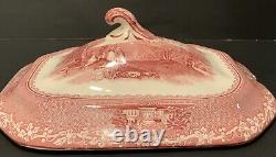 Tureen, Lid, Ladle and Plate Jenny Lind Pink by ROYAL STAFFORD Very Rare