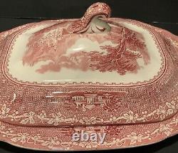 Tureen, Lid, Ladle and Plate Jenny Lind Pink by ROYAL STAFFORD Very Rare