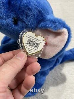 Ty Beanie Buddy Peanut The Elephant Royal Blue VERY RARE! MWMT