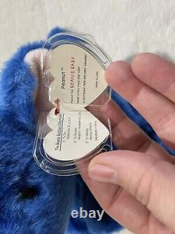 Ty Beanie Buddy Peanut The Elephant Royal Blue VERY RARE! MWMT