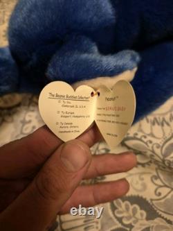 Ty Beanie Buddy Peanut The Elephant Royal Blue VERY RARE! MWMT