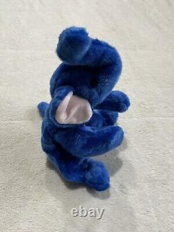 Ty Beanie Buddy Peanut The Elephant Royal Blue VERY RARE! MWMT