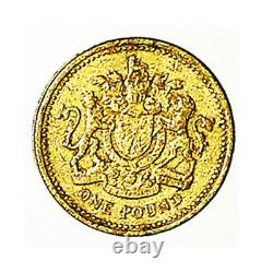 Uk One Pound Royal Arms Upside Down Very Rare Coin 1983