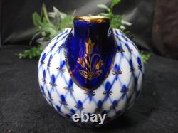 Used Imperial Porcelain Cobalt Net Creamer Cup Saucer With Lid Very Rare