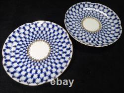 Used Imperial Porcelain Cobalt Net Creamer Cup Saucer With Lid Very Rare