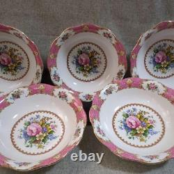 Used Royal Albert Lady Carlyle Salad Bowl 5 Pieces Set Pink Color Very Rare
