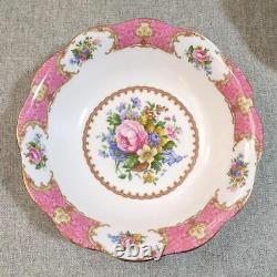 Used Royal Albert Lady Carlyle Salad Bowl 5 Pieces Set Pink Color Very Rare