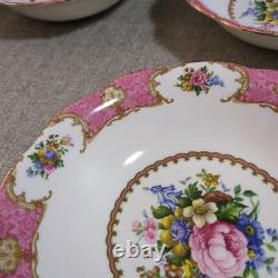 Used Royal Albert Lady Carlyle Salad Bowl 5 Pieces Set Pink Color Very Rare