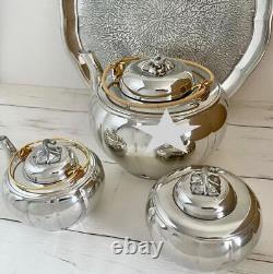 Used Royal Selangor Pewter Melon Tea Set Teapot H14cm 1500cc Size Very Rare