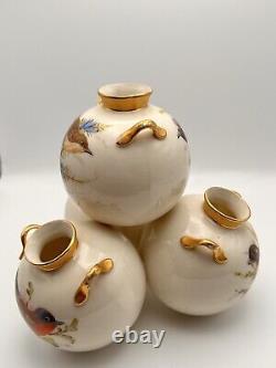 VERY RARE 1875 Quad-Triple Vase by Royal Worcester 6x6 Appraised 12/22 for 1100